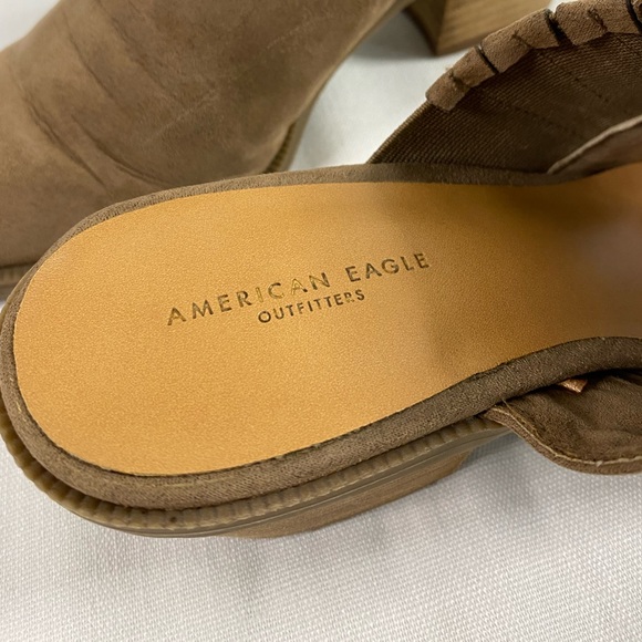 Womens Size 7 American Eagle 2inch Heels Suede Brown Stretchy Comfortable - Picture 12 of 13